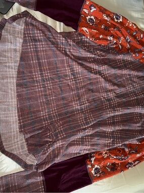 Cato Pink Plaid Knit Top with Blue Accent